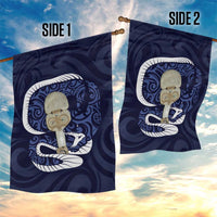 Blue New Zealand Eel Garden Flag Aotearoa Maori Tuna With Kotiate Weapon LT14 - Polynesian Pride