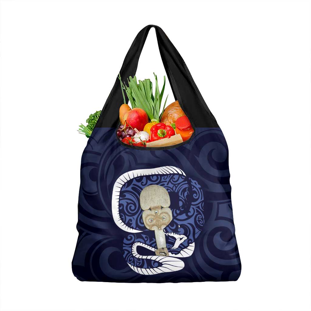 Blue New Zealand Eel Grocery Bag Aotearoa Maori Tuna With Kotiate Weapon LT14 1-pack One Size Blue - Polynesian Pride