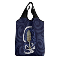 Blue New Zealand Eel Grocery Bag Aotearoa Maori Tuna With Kotiate Weapon LT14 - Polynesian Pride