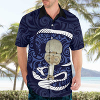 Blue New Zealand Eel Hawaiian Shirt Aotearoa Maori Tuna With Kotiate Weapon LT14 - Polynesian Pride