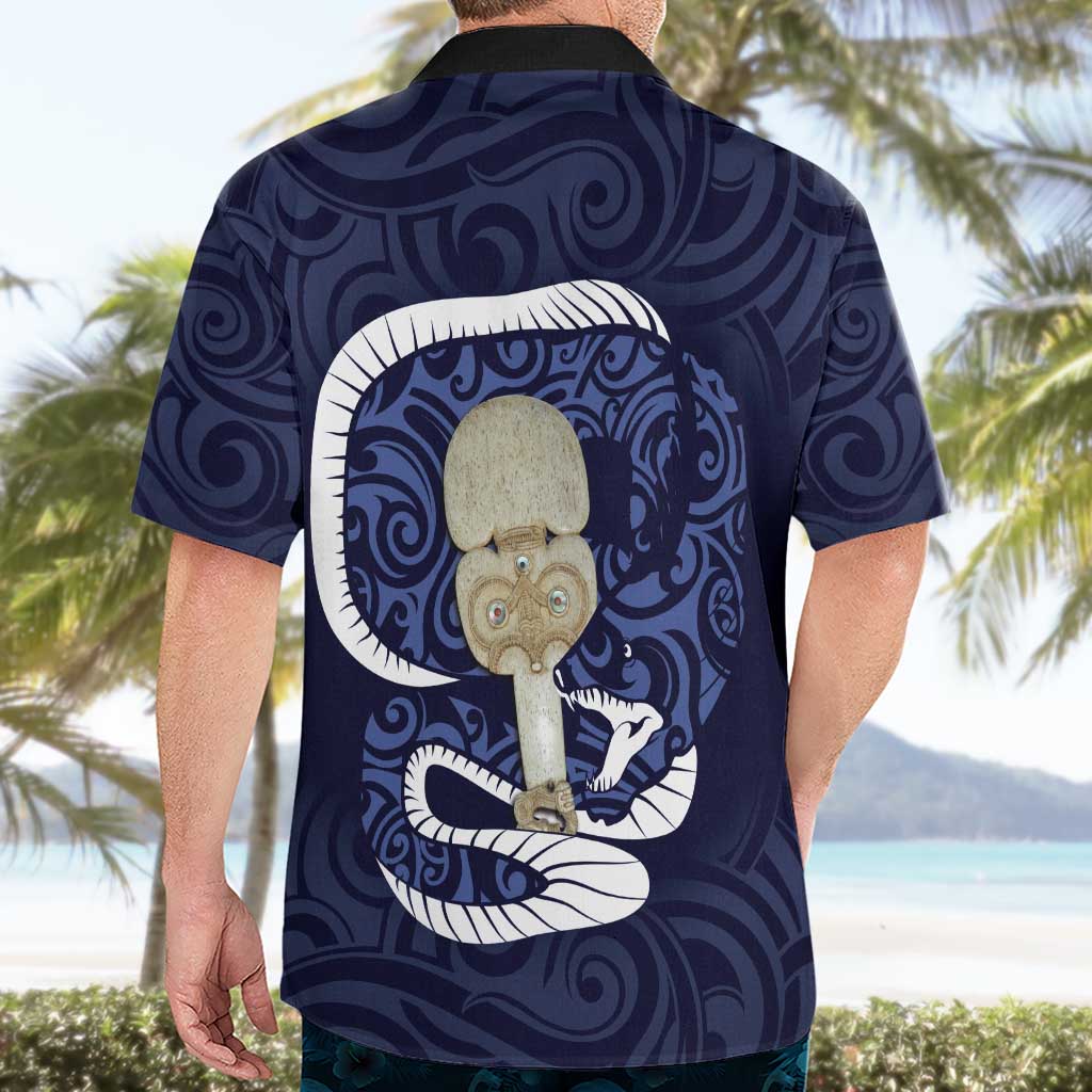 Blue New Zealand Eel Hawaiian Shirt Aotearoa Maori Tuna With Kotiate Weapon LT14 - Polynesian Pride