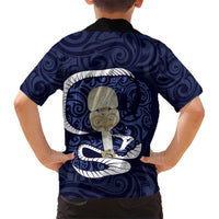 Blue New Zealand Eel Hawaiian Shirt Aotearoa Maori Tuna With Kotiate Weapon LT14 - Polynesian Pride