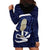 Blue New Zealand Eel Hoodie Dress Aotearoa Maori Tuna With Kotiate Weapon