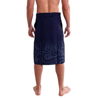 Blue New Zealand Eel Lavalava Aotearoa Maori Tuna With Kotiate Weapon LT14 - Polynesian Pride