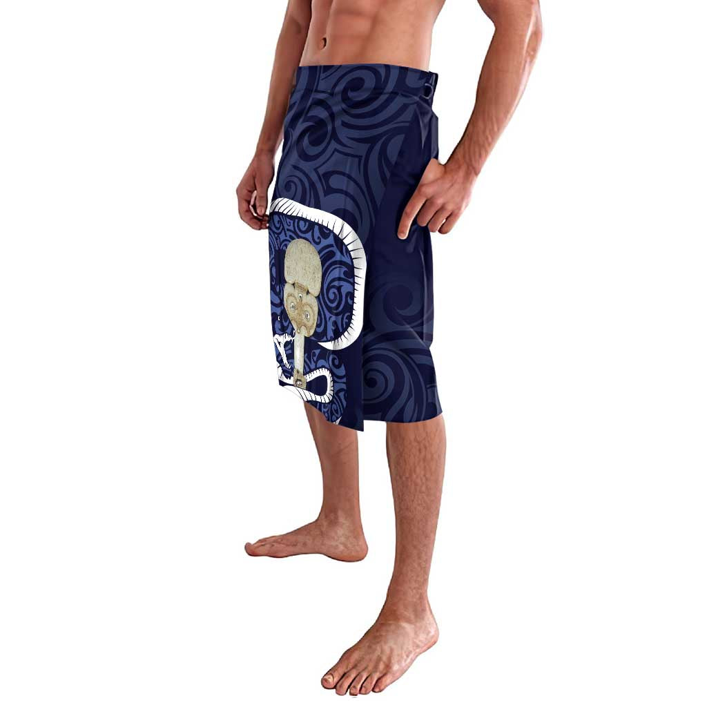 Blue New Zealand Eel Lavalava Aotearoa Maori Tuna With Kotiate Weapon LT14 - Polynesian Pride