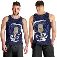 Blue New Zealand Eel Men Tank Top Aotearoa Maori Tuna With Kotiate Weapon LT14 - Polynesian Pride