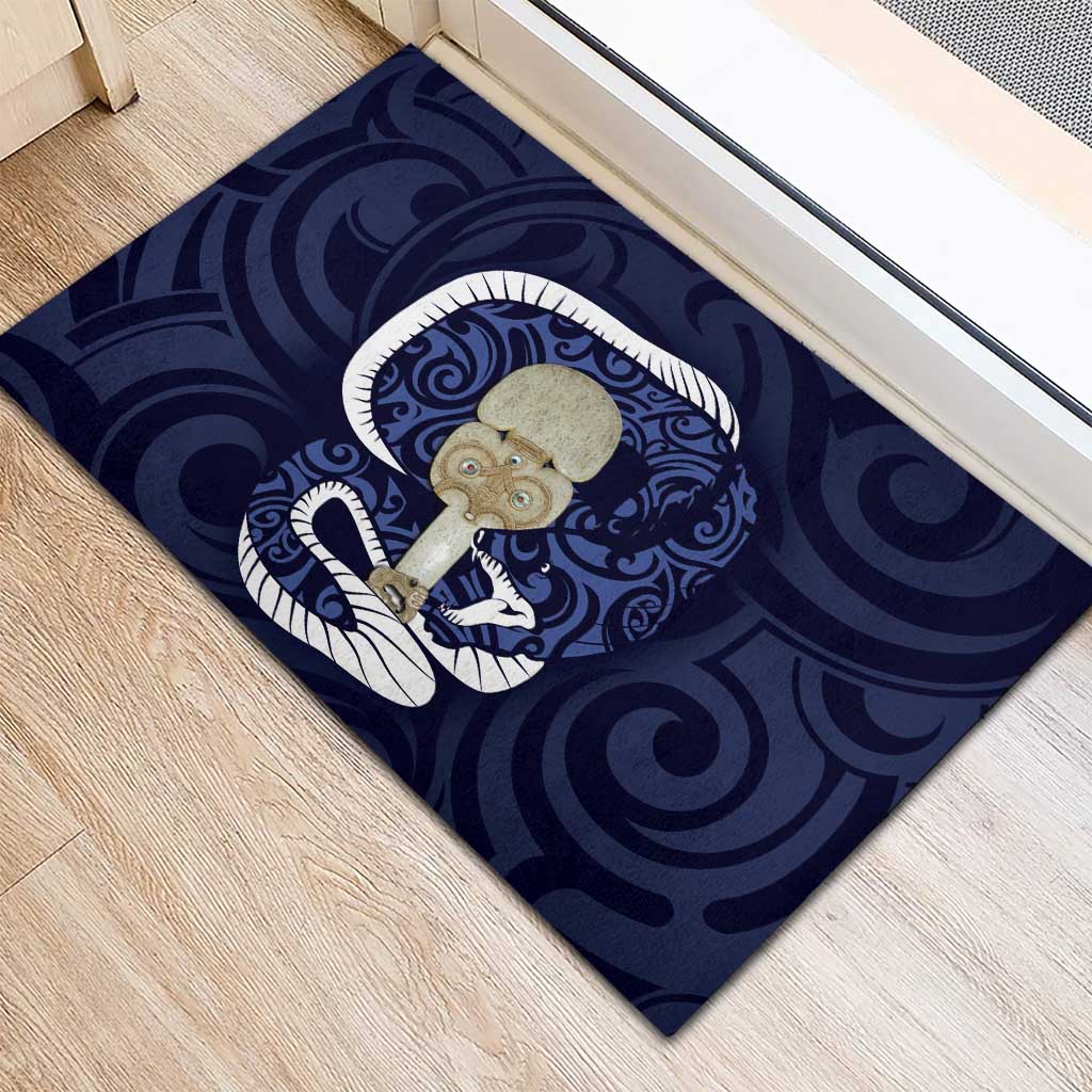 Blue New Zealand Eel Rubber Doormat Aotearoa Maori Tuna With Kotiate Weapon LT14 - Polynesian Pride