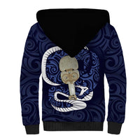 Blue New Zealand Eel Sherpa Hoodie Aotearoa Maori Tuna With Kotiate Weapon LT14 - Polynesian Pride