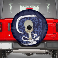 Blue New Zealand Eel Spare Tire Cover Aotearoa Maori Tuna With Kotiate Weapon LT14 - Polynesian Pride