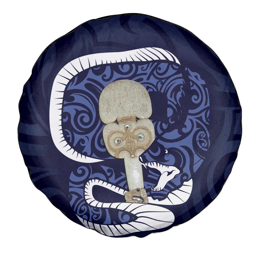 Blue New Zealand Eel Spare Tire Cover Aotearoa Maori Tuna With Kotiate Weapon LT14 - Polynesian Pride