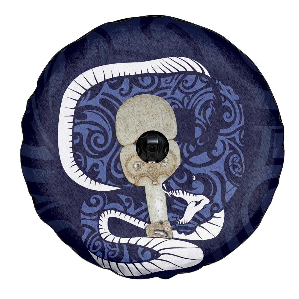 Blue New Zealand Eel Spare Tire Cover Aotearoa Maori Tuna With Kotiate Weapon LT14 - Polynesian Pride