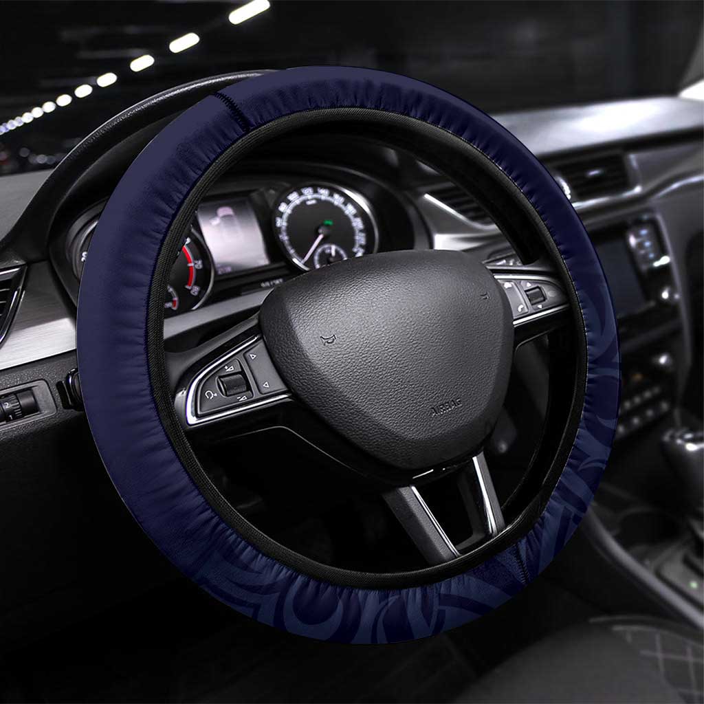 Blue New Zealand Eel Steering Wheel Cover Aotearoa Maori Tuna With Kotiate Weapon LT14 Universal Fit Blue - Polynesian Pride