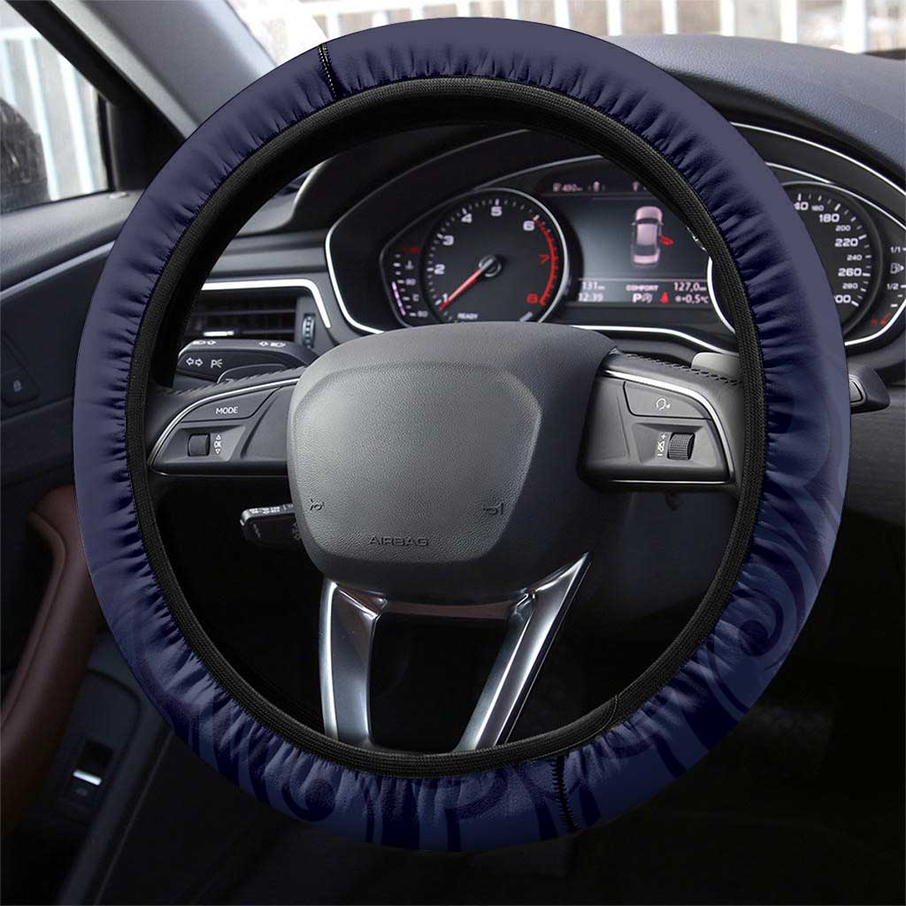 Blue New Zealand Eel Steering Wheel Cover Aotearoa Maori Tuna With Kotiate Weapon LT14 - Polynesian Pride