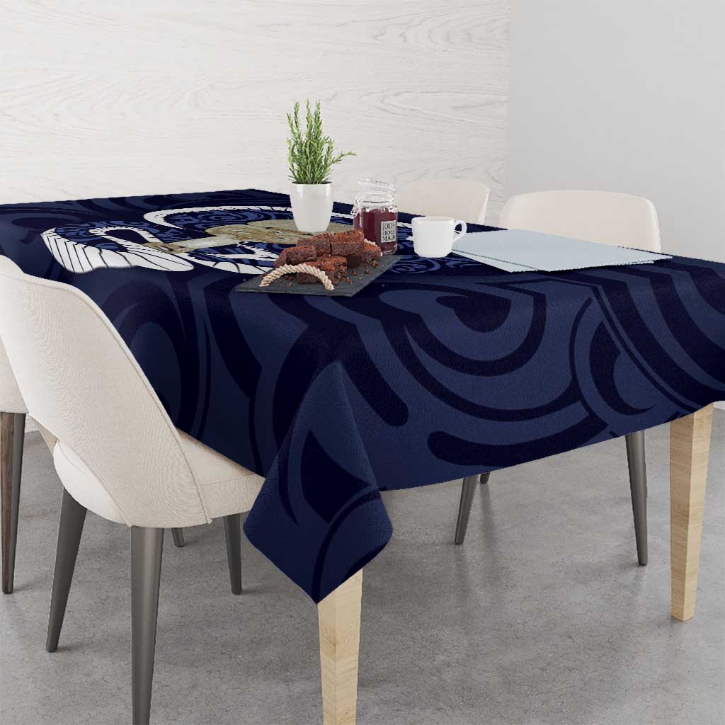 Blue New Zealand Eel Tablecloth Aotearoa Maori Tuna With Kotiate Weapon LT14 - Polynesian Pride