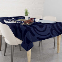 Blue New Zealand Eel Tablecloth Aotearoa Maori Tuna With Kotiate Weapon LT14 - Polynesian Pride
