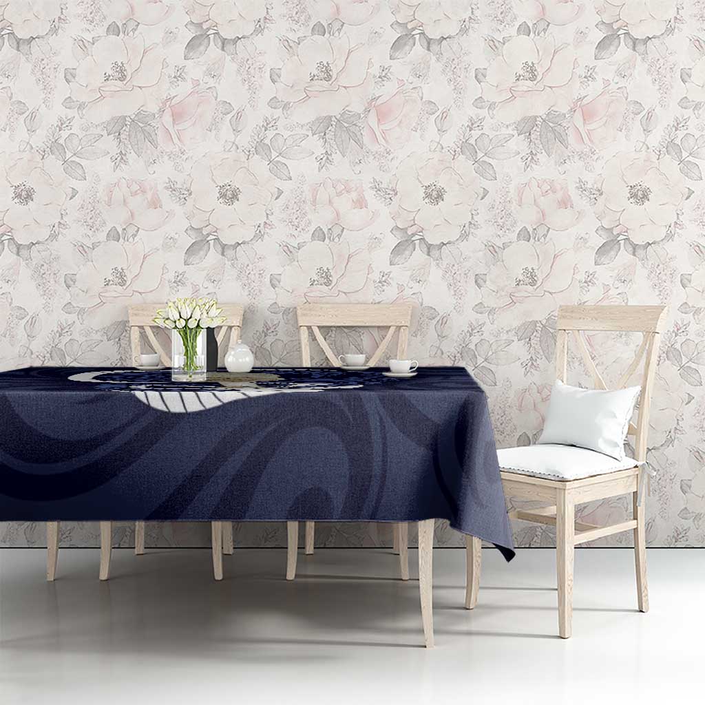 Blue New Zealand Eel Tablecloth Aotearoa Maori Tuna With Kotiate Weapon LT14 - Polynesian Pride