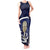 Blue New Zealand Eel Tank Maxi Dress Aotearoa Maori Tuna With Kotiate Weapon