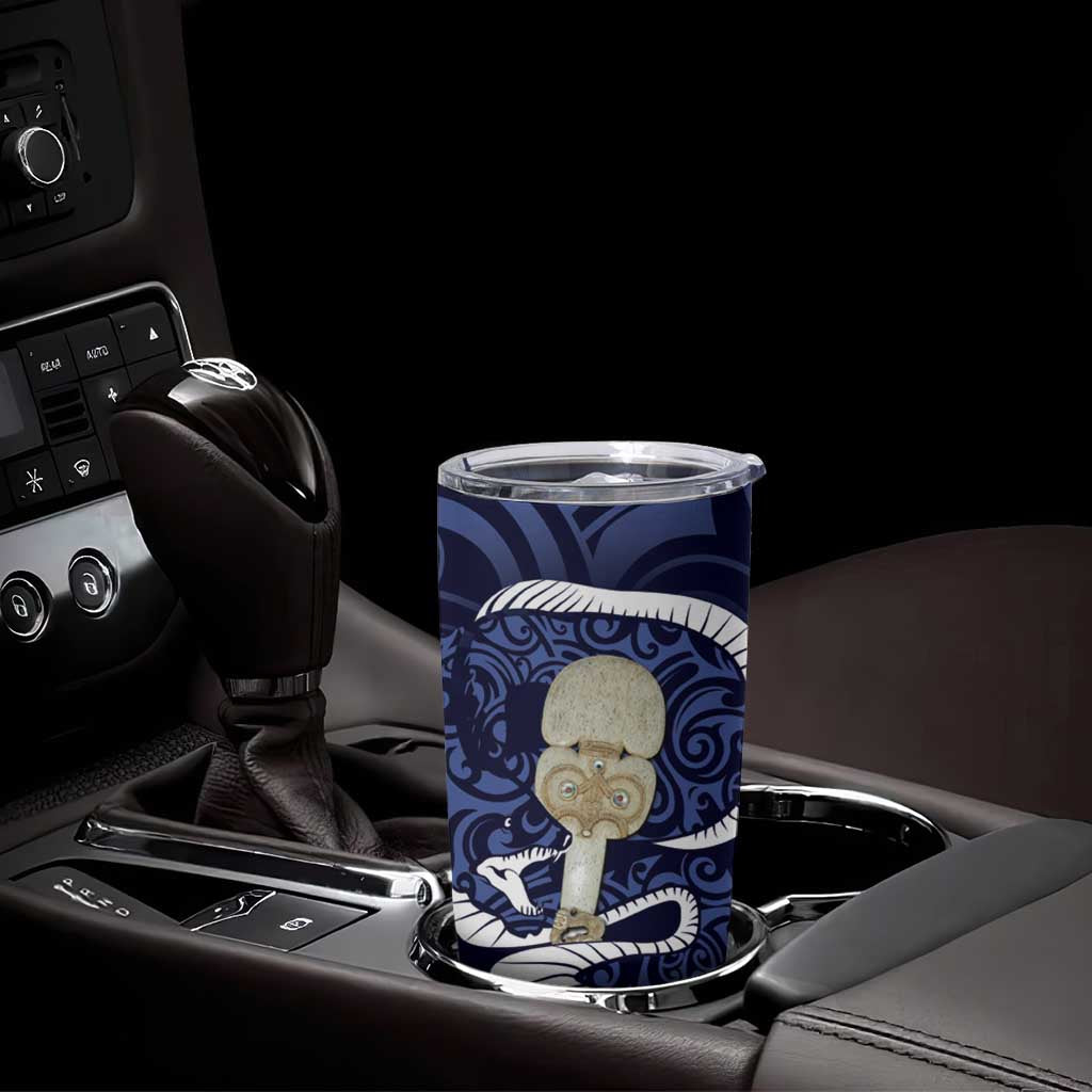 Blue New Zealand Eel Tumbler Cup Aotearoa Maori Tuna With Kotiate Weapon LT14 - Polynesian Pride