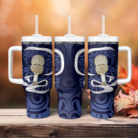 Blue New Zealand Eel Tumbler With Handle Aotearoa Maori Tuna With Kotiate Weapon LT14 - Polynesian Pride