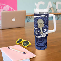 Blue New Zealand Eel Tumbler With Handle Aotearoa Maori Tuna With Kotiate Weapon LT14 - Polynesian Pride