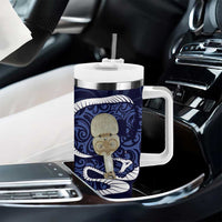 Blue New Zealand Eel Tumbler With Handle Aotearoa Maori Tuna With Kotiate Weapon LT14 - Polynesian Pride