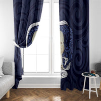 Blue New Zealand Eel Window Curtain Aotearoa Maori Tuna With Kotiate Weapon LT14 - Polynesian Pride