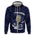 Blue New Zealand Eel Zip Hoodie Aotearoa Maori Tuna With Kotiate Weapon