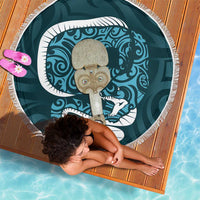 Turquoise New Zealand Eel Beach Blanket Aotearoa Maori Tuna With Kotiate Weapon LT14 - Polynesian Pride