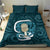 Turquoise New Zealand Eel Bedding Set Aotearoa Maori Tuna With Kotiate Weapon