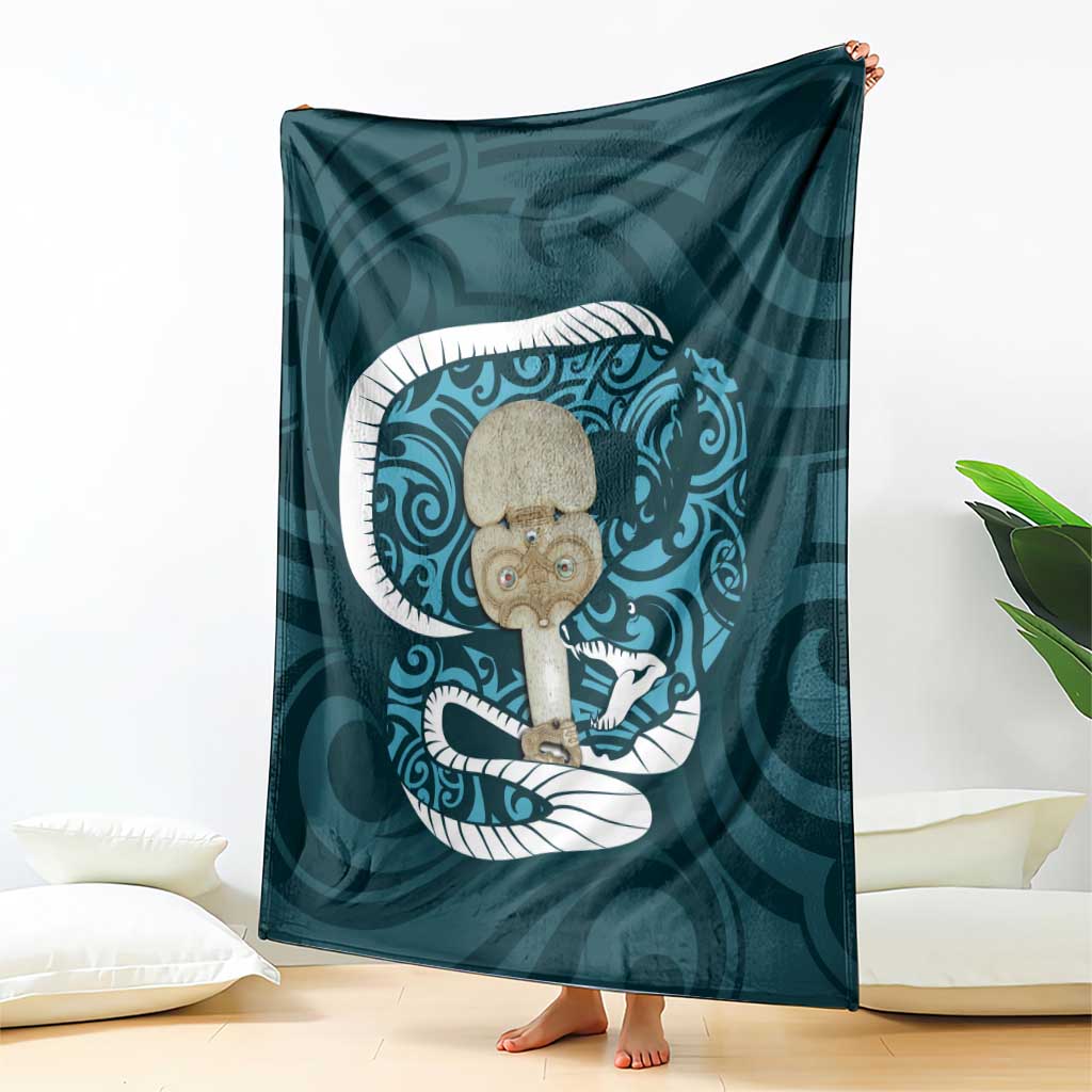 Turquoise New Zealand Eel Blanket Aotearoa Maori Tuna With Kotiate Weapon LT14 - Polynesian Pride