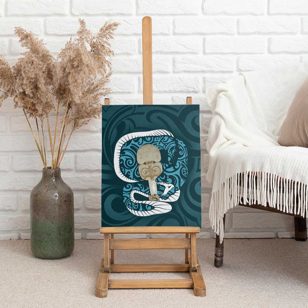 Turquoise New Zealand Eel Canvas Wall Art Aotearoa Maori Tuna With Kotiate Weapon LT14 - Polynesian Pride
