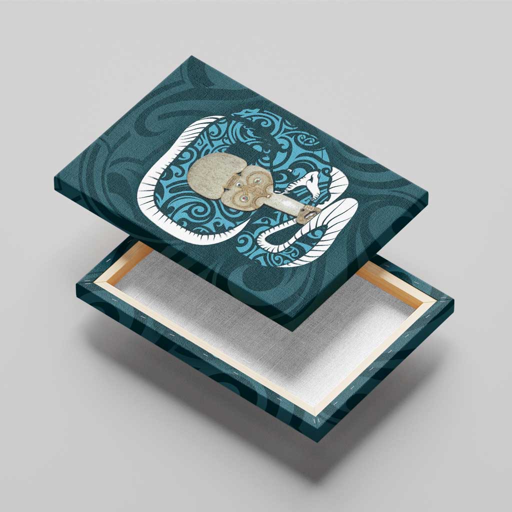 Turquoise New Zealand Eel Canvas Wall Art Aotearoa Maori Tuna With Kotiate Weapon LT14 - Polynesian Pride