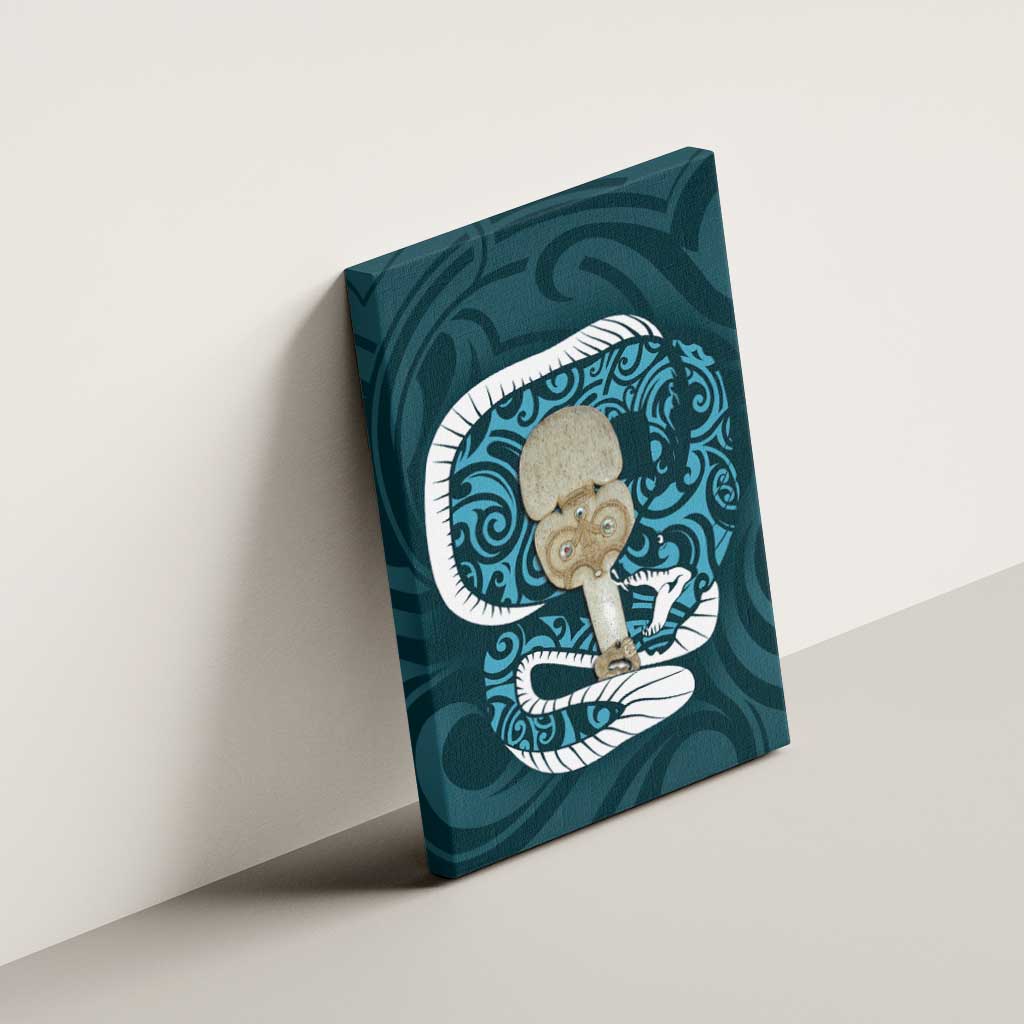 Turquoise New Zealand Eel Canvas Wall Art Aotearoa Maori Tuna With Kotiate Weapon LT14 - Polynesian Pride