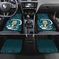 Turquoise New Zealand Eel Car Mats Aotearoa Maori Tuna With Kotiate Weapon LT14 Set 4pcs Turquoise - Polynesian Pride