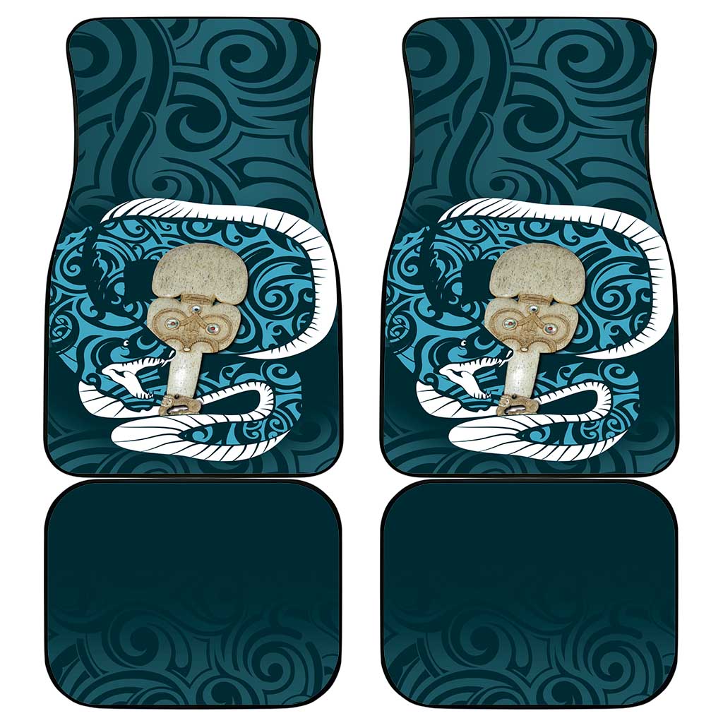 Turquoise New Zealand Eel Car Mats Aotearoa Maori Tuna With Kotiate Weapon LT14 - Polynesian Pride