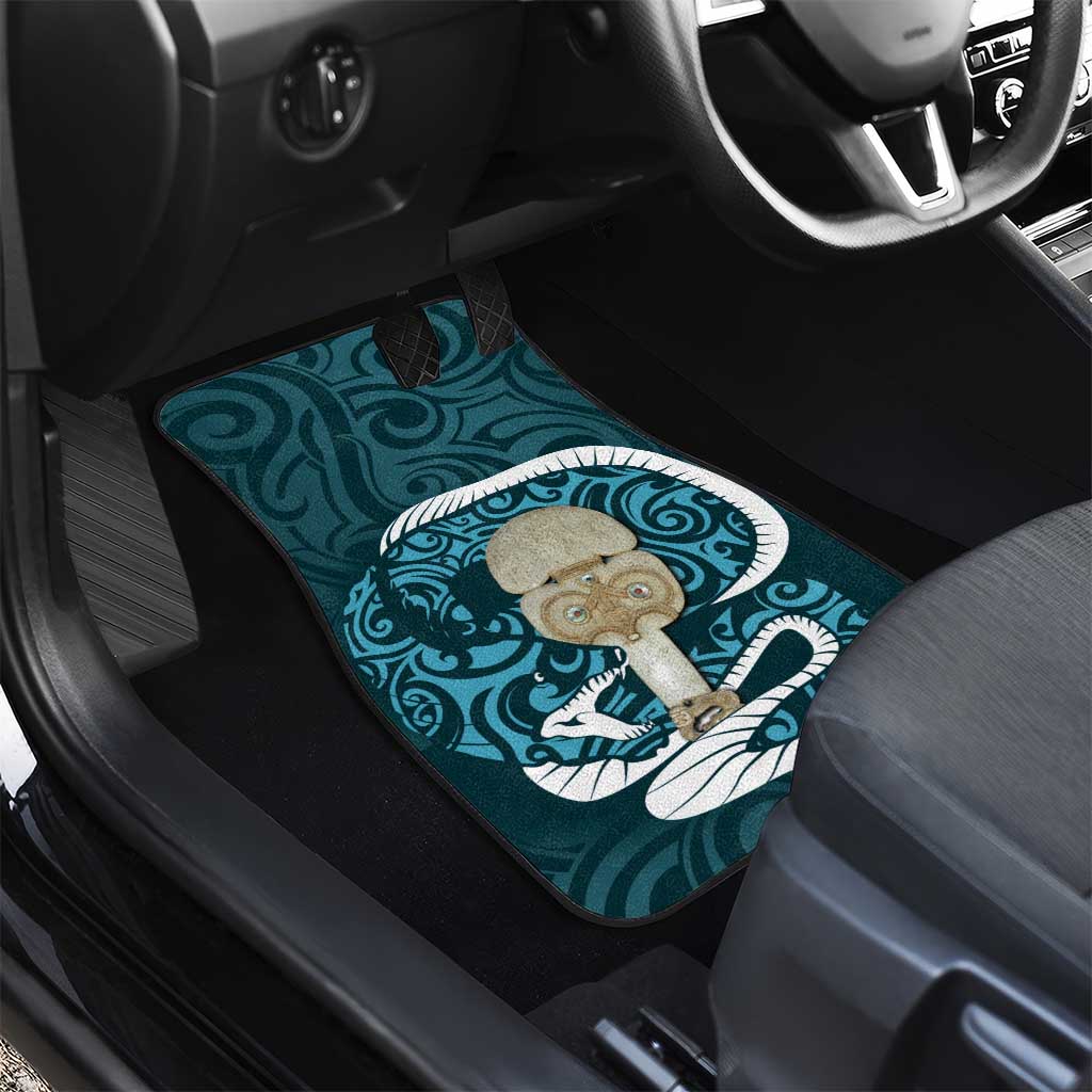 Turquoise New Zealand Eel Car Mats Aotearoa Maori Tuna With Kotiate Weapon LT14 - Polynesian Pride