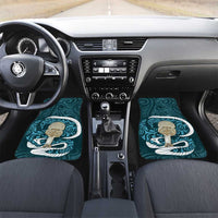 Turquoise New Zealand Eel Car Mats Aotearoa Maori Tuna With Kotiate Weapon LT14 Set 2pcs - Front Turquoise - Polynesian Pride