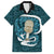 Turquoise New Zealand Eel Family Matching Puletasi and Hawaiian Shirt Aotearoa Maori Tuna With Kotiate Weapon