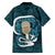 Turquoise New Zealand Eel Family Matching Puletasi and Hawaiian Shirt Aotearoa Maori Tuna With Kotiate Weapon