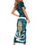 Turquoise New Zealand Eel Family Matching Short Sleeve Bodycon Dress and Hawaiian Shirt Aotearoa Maori Tuna With Kotiate Weapon