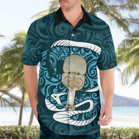 Turquoise New Zealand Eel Hawaiian Shirt Aotearoa Maori Tuna With Kotiate Weapon LT14 - Polynesian Pride