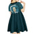 Turquoise New Zealand Eel Kid Short Sleeve Dress Aotearoa Maori Tuna With Kotiate Weapon