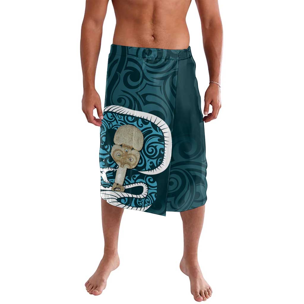 Turquoise New Zealand Eel Lavalava Aotearoa Maori Tuna With Kotiate Weapon LT14 Turquoise - Polynesian Pride