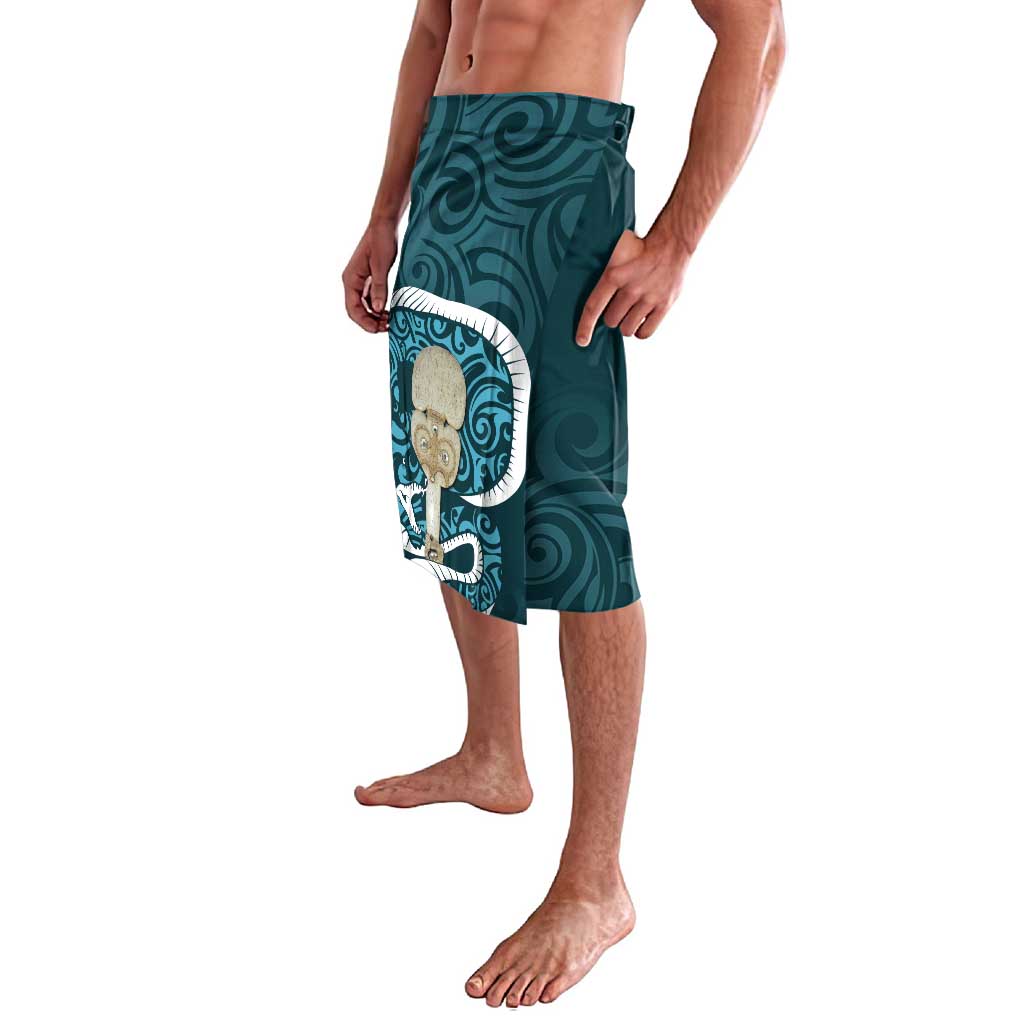 Turquoise New Zealand Eel Lavalava Aotearoa Maori Tuna With Kotiate Weapon LT14 - Polynesian Pride