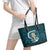 Turquoise New Zealand Eel Leather Tote Bag Aotearoa Maori Tuna With Kotiate Weapon