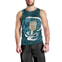Turquoise New Zealand Eel Men Tank Top Aotearoa Maori Tuna With Kotiate Weapon LT14 - Polynesian Pride