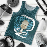 Turquoise New Zealand Eel Men Tank Top Aotearoa Maori Tuna With Kotiate Weapon LT14 - Polynesian Pride