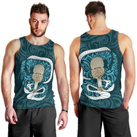 Turquoise New Zealand Eel Men Tank Top Aotearoa Maori Tuna With Kotiate Weapon LT14 - Polynesian Pride
