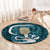 Turquoise New Zealand Eel Round Carpet Aotearoa Maori Tuna With Kotiate Weapon