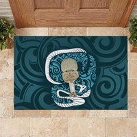 Turquoise New Zealand Eel Rubber Doormat Aotearoa Maori Tuna With Kotiate Weapon LT14 Turquoise - Polynesian Pride